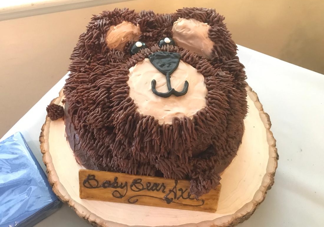 A chocolate cake with caramel